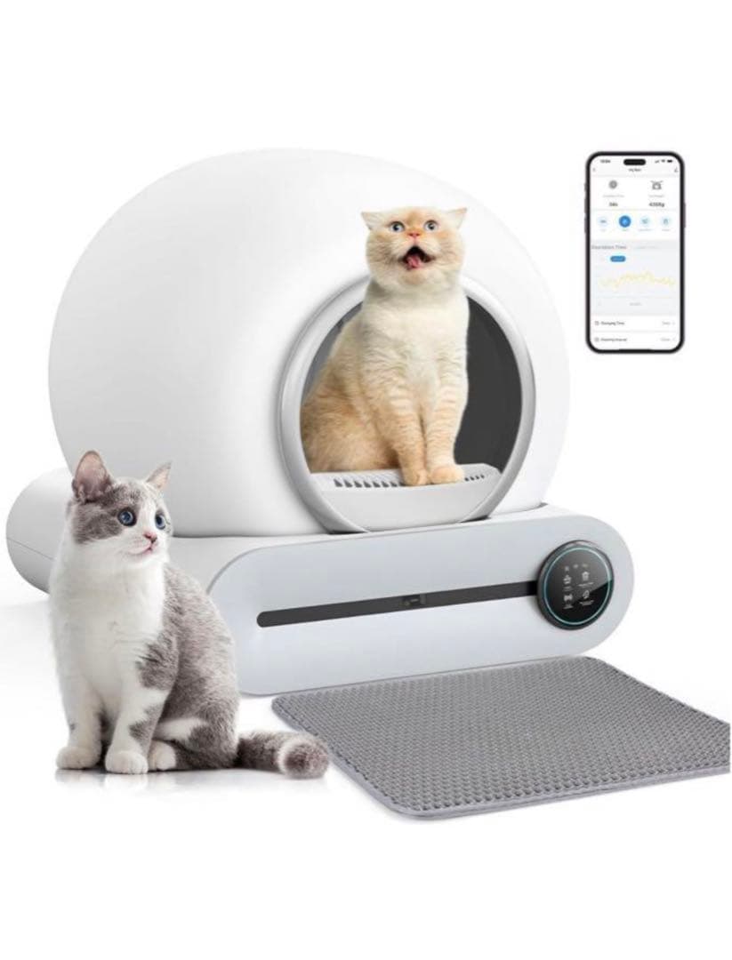 【新品未使用】 猫 トイレ自動 スマホアプリ管理 多頭飼い 飛び散り防止 大型