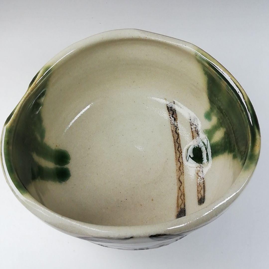 Ｔ７８５　茶碗　『織部茶碗』『菊泉窯　田中源彦 作』　共箱　抹茶碗　茶道具