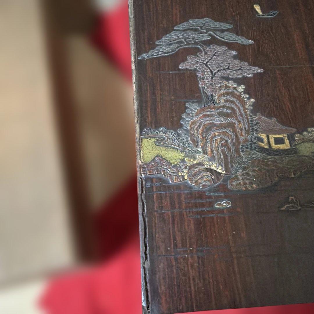 旧家蔵出し　古美術　文庫と硯箱セット