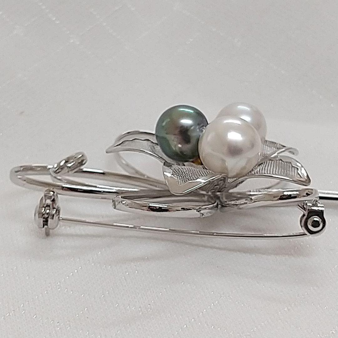 新品　真珠ブローチ　南洋白蝶真珠　黒蝶真珠　マルチカラー　コサージュ