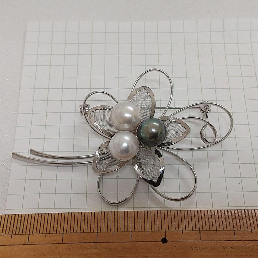 新品　真珠ブローチ　南洋白蝶真珠　黒蝶真珠　マルチカラー　コサージュ