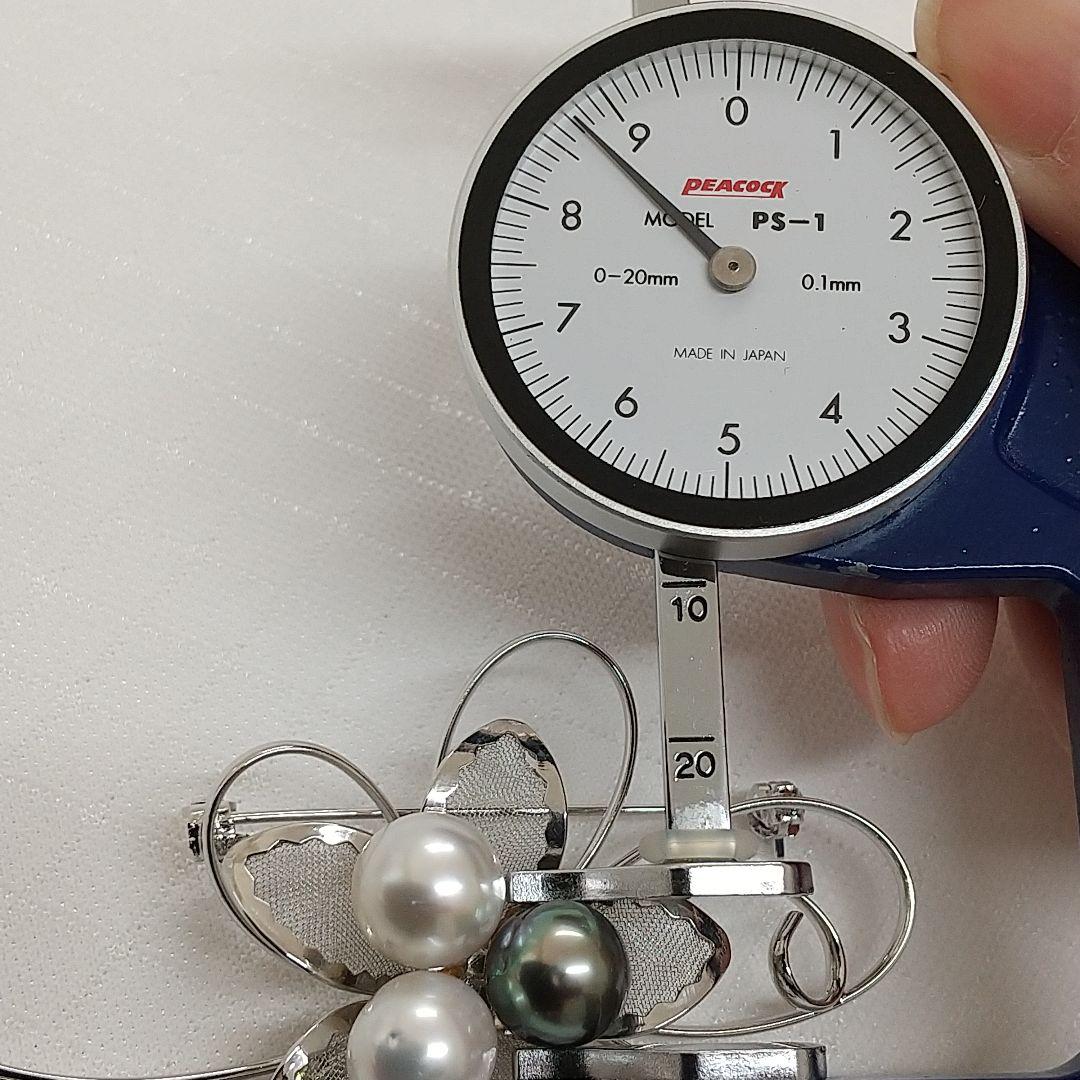 新品　真珠ブローチ　南洋白蝶真珠　黒蝶真珠　マルチカラー　コサージュ