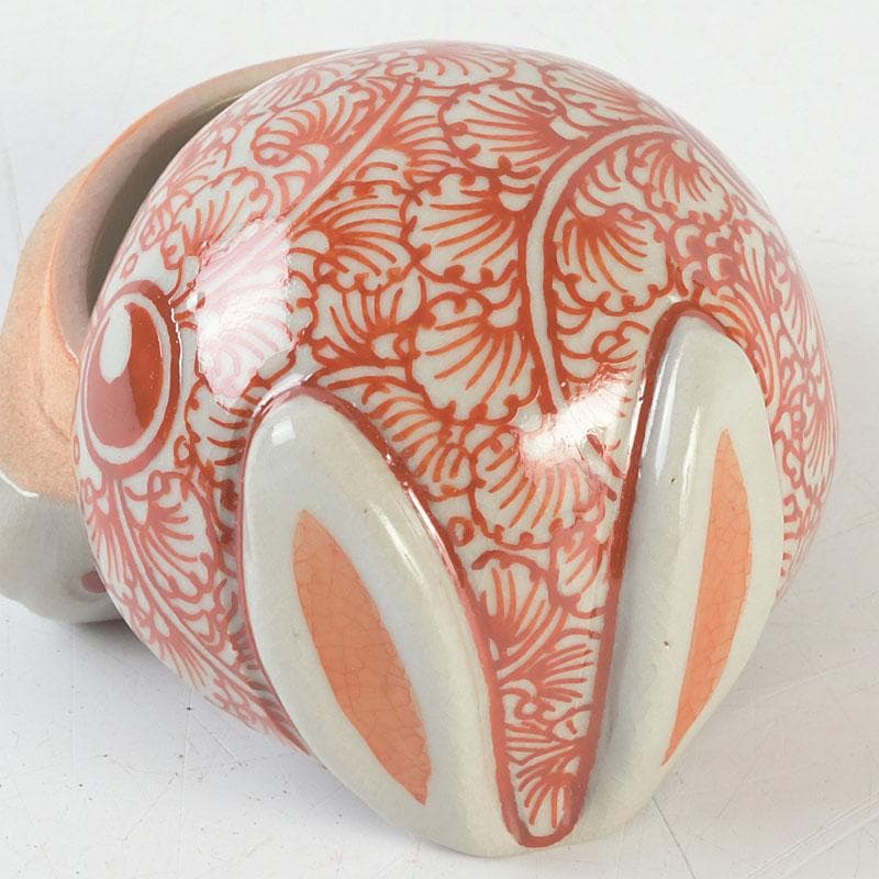 茶道具　萬古焼　加賀瑞山造　赤絵卯香合　共箱　V　9753