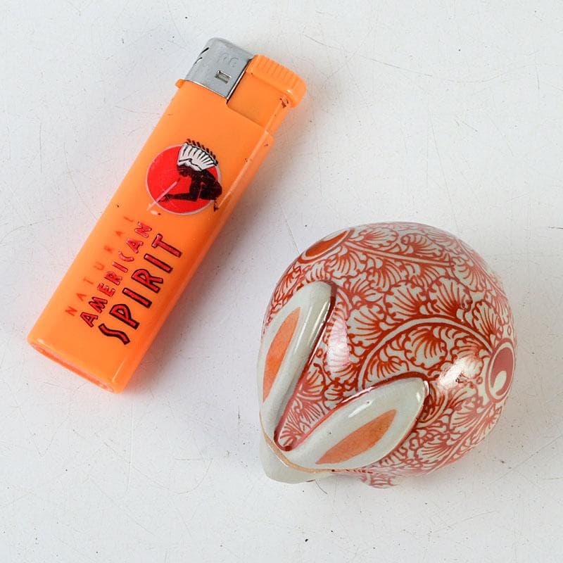 茶道具　萬古焼　加賀瑞山造　赤絵卯香合　共箱　V　9753