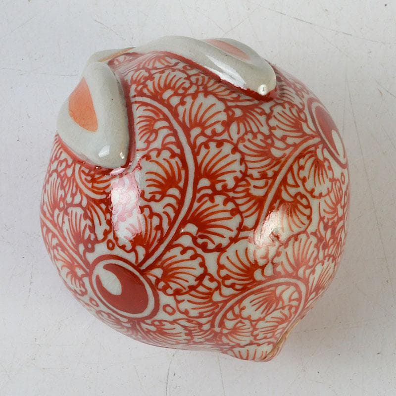 茶道具　萬古焼　加賀瑞山造　赤絵卯香合　共箱　V　9753