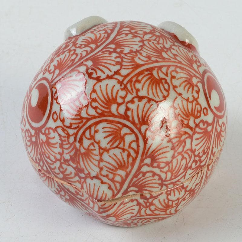 茶道具　萬古焼　加賀瑞山造　赤絵卯香合　共箱　V　9753