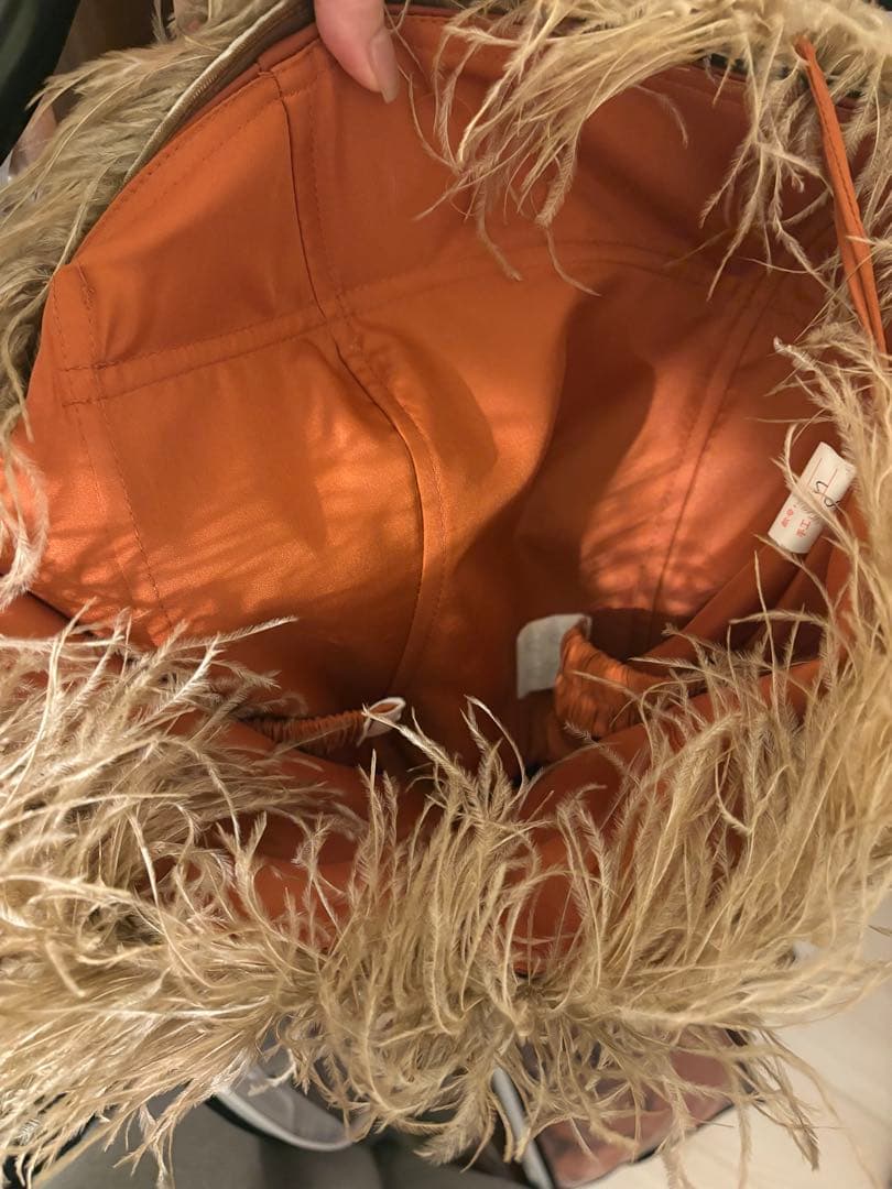 【たー】カラードレス テラコッタ色 マーメイドライン フェザー