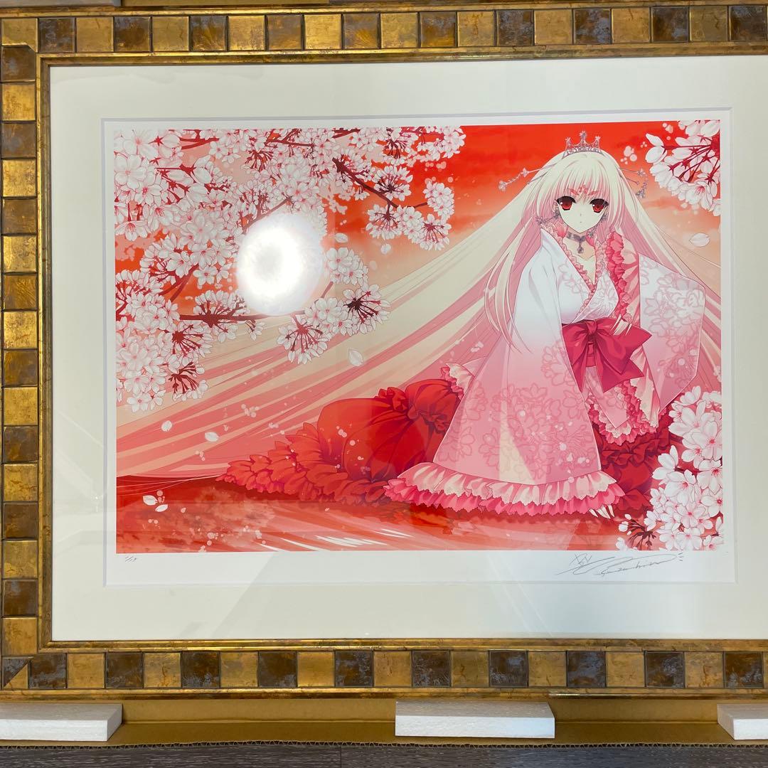 ルイベ漬け　鈴平ひろ　版画　紅玉芙蓉　1/15