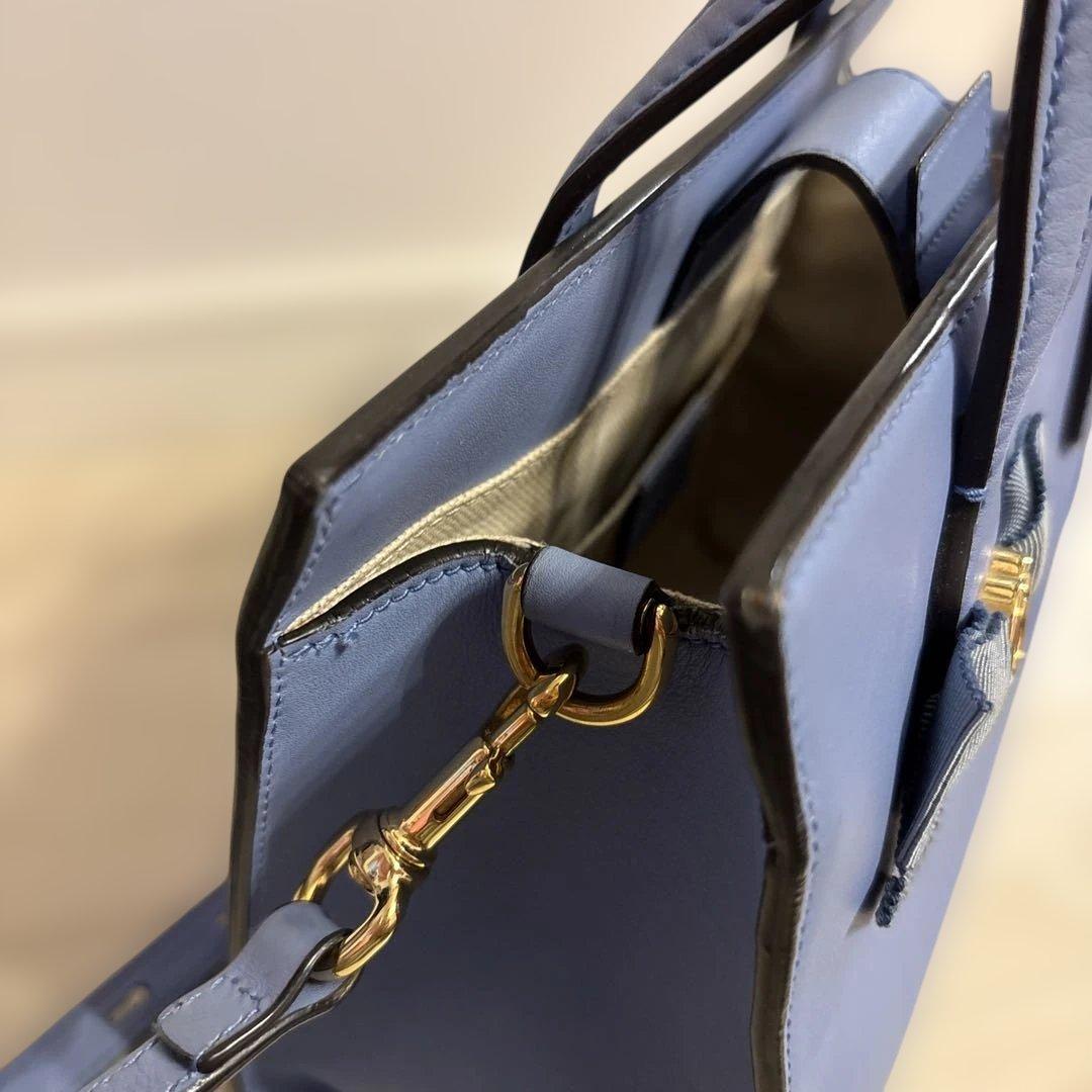 GUCCI リボン付きライトブルーハンドバッグ 日本限定