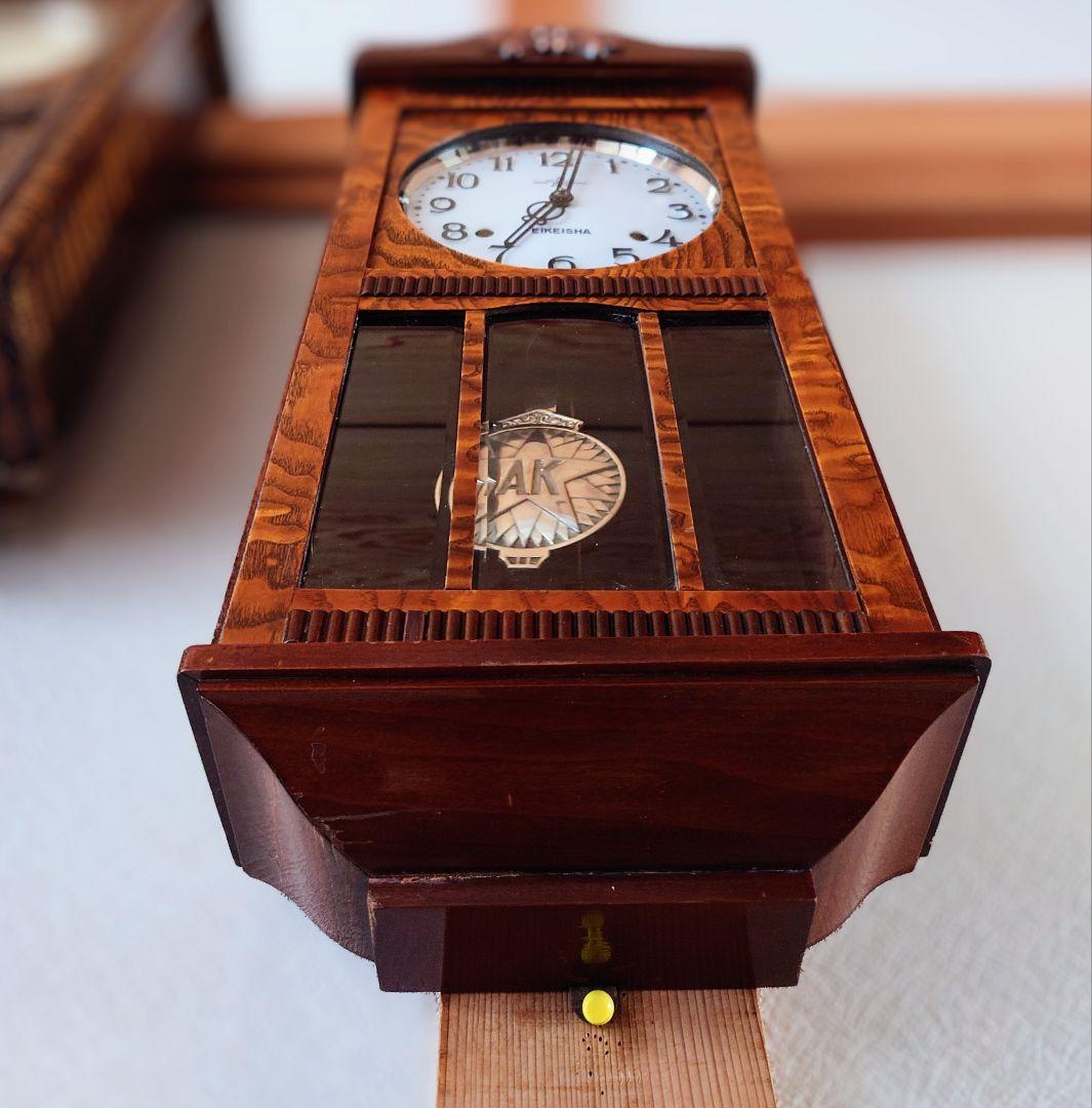 〈完動・美品〉栄計舎　本打式宮型ゼンマイ振り子時計