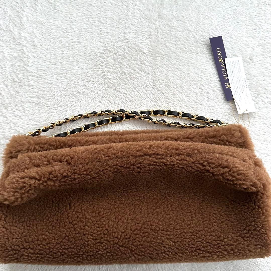 未使用品　ヴィオラドーロ ELMO エコムートン チェーンショルダートートバッグ