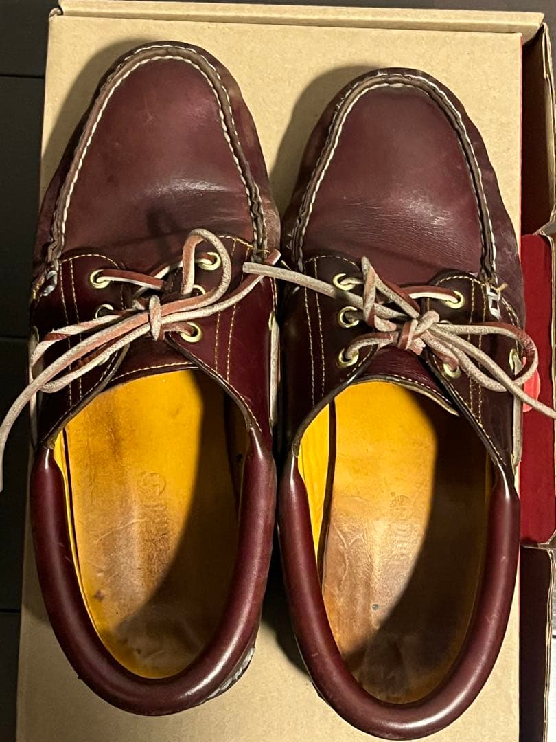 Timberland バーガンディ レザー モカシン