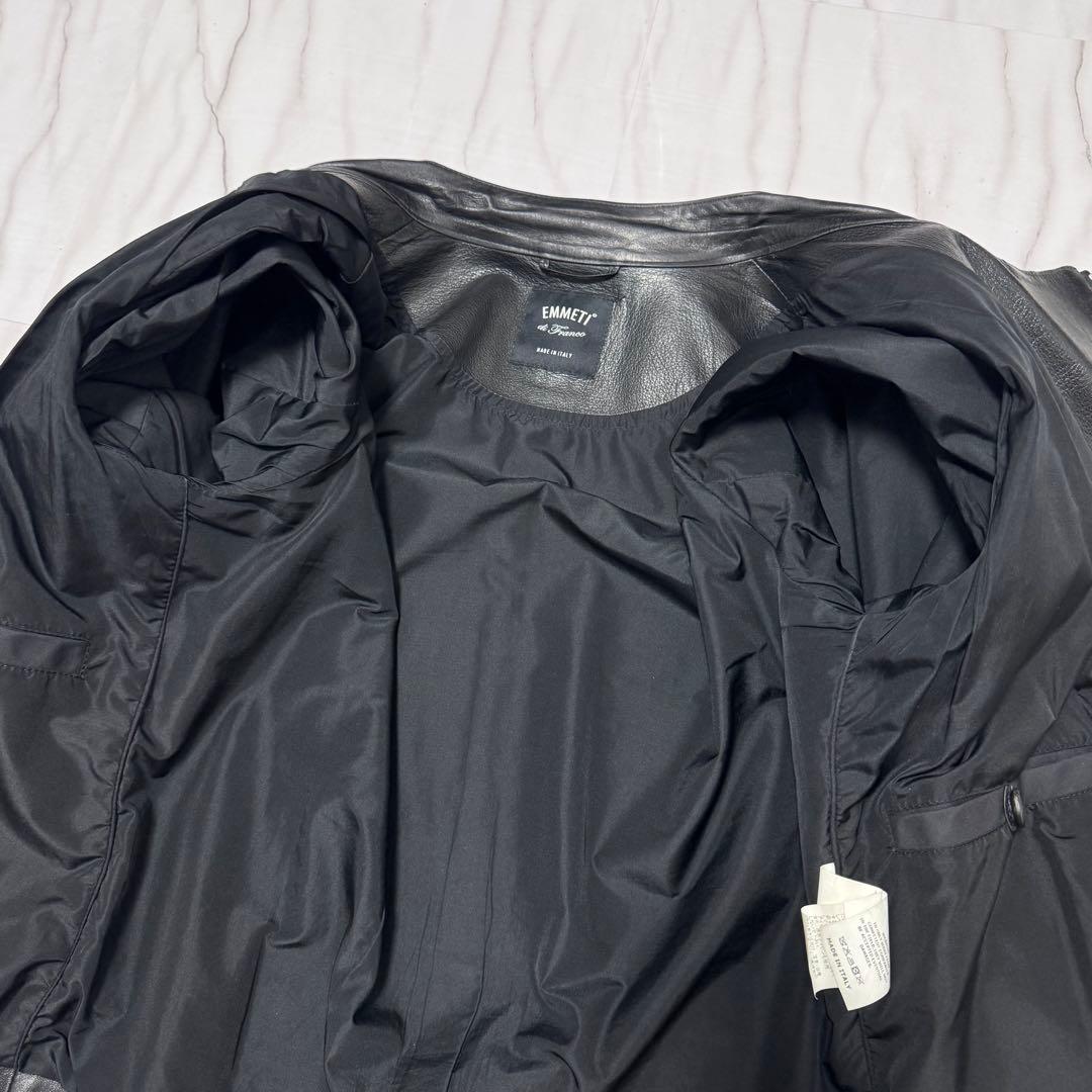 希少Lサイズ✨エンメティ ジョセフ ラムレザー シングルライダースジャケット 黒