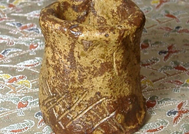 御深井焼　正木惣三郎（宗三郎）作　蓋置　在銘　無傷　保証　箱合。