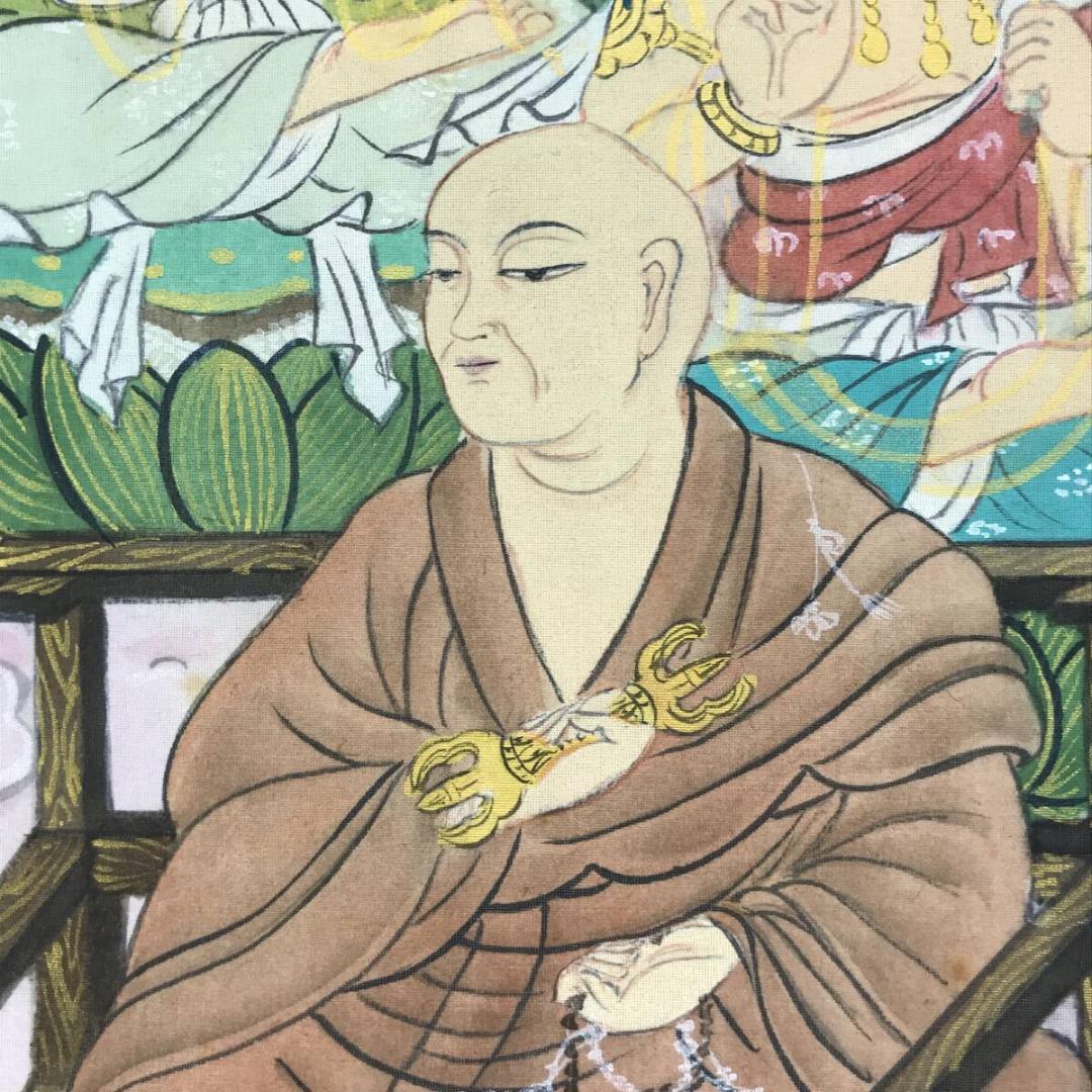 弘法大師/十三佛図/仏掛軸/極彩色/肉筆/掛軸/名家伝来AH-571