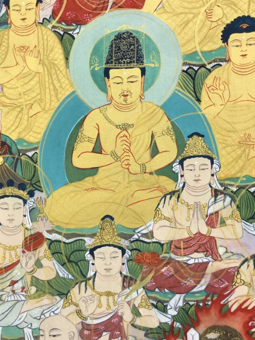 弘法大師/十三佛図/仏掛軸/極彩色/肉筆/掛軸/名家伝来AH-571