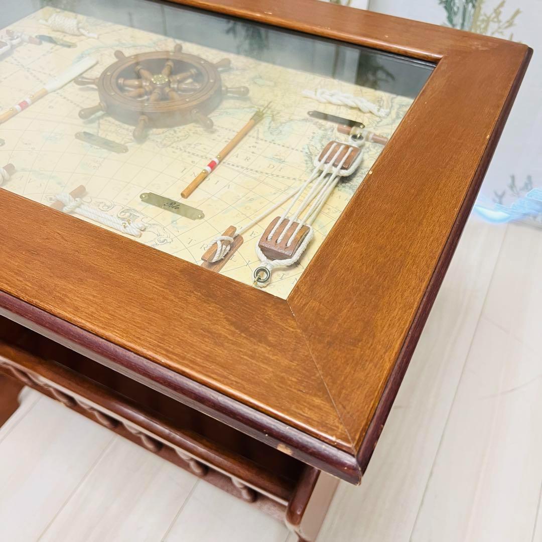 木製　マガジンラック　サイドテーブル　ロープノット　結び　レトロ