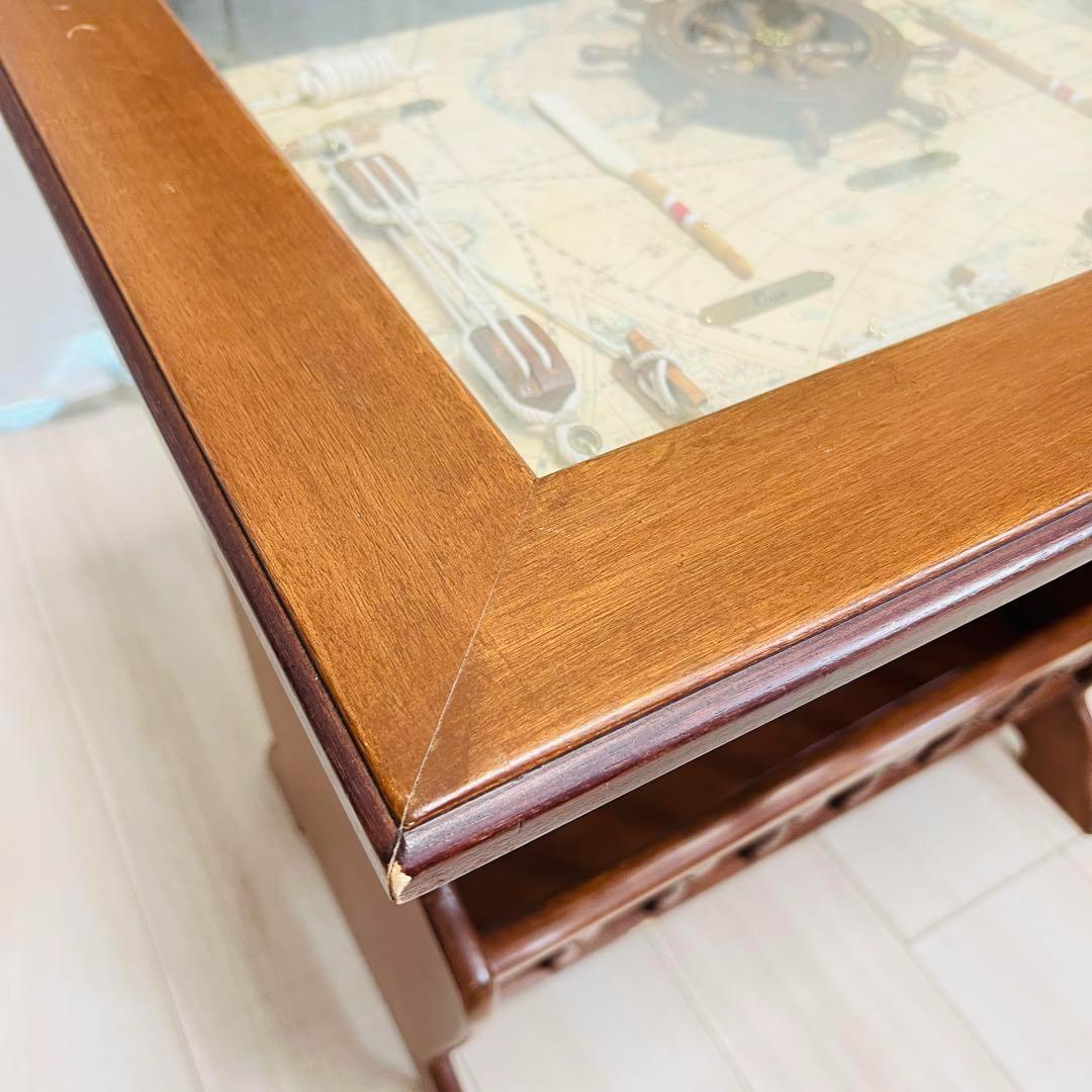 木製　マガジンラック　サイドテーブル　ロープノット　結び　レトロ