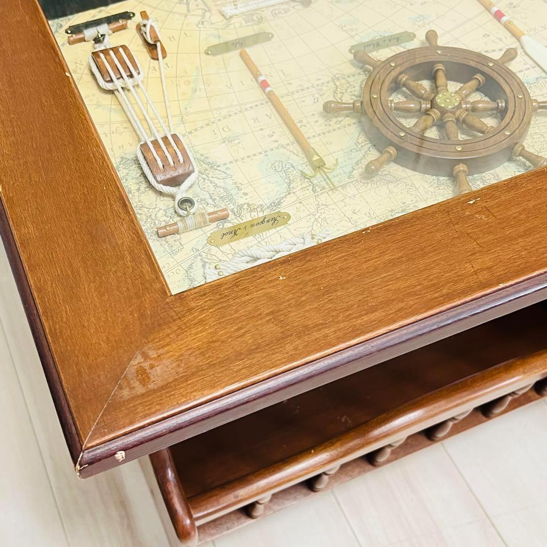 木製　マガジンラック　サイドテーブル　ロープノット　結び　レトロ