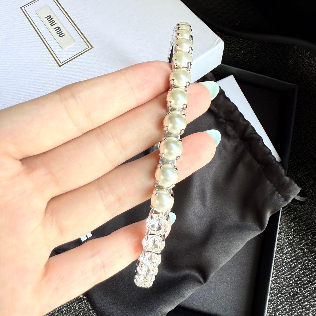 Miumiu パールクリスタルヘアバンド