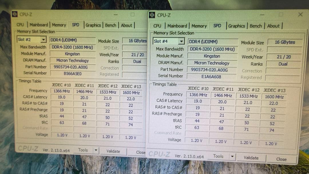 DDR4 16GBx2枚 32GB pc4-3200 動作確認済み ①