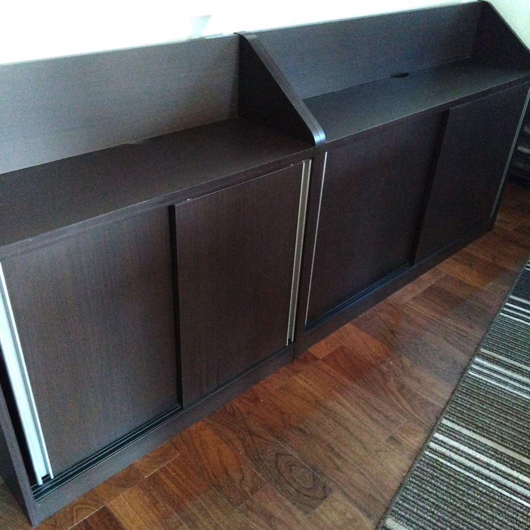 引き取り歓迎★カウンター下収納★ダークブラウン２個セット