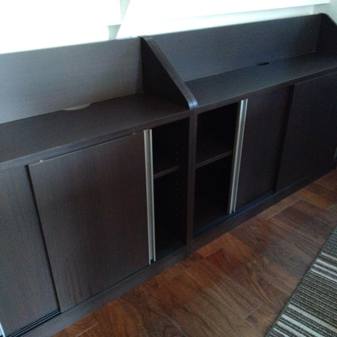 引き取り歓迎★カウンター下収納★ダークブラウン２個セット