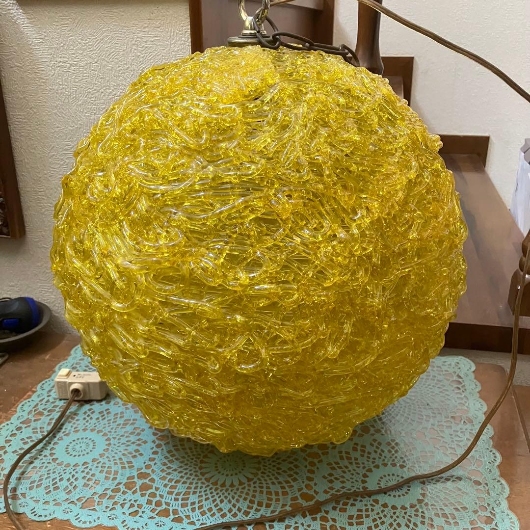 スパゲティペンダントランプ　オレンジ　50-60s ミッドセンチュリー 　球形