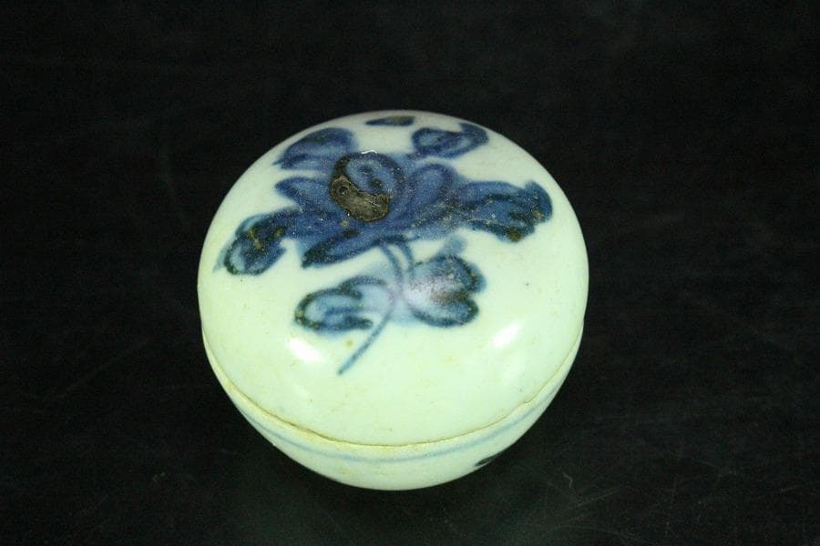 茶道具 古染付 丸香合 明時代 唐物(K-XA862)