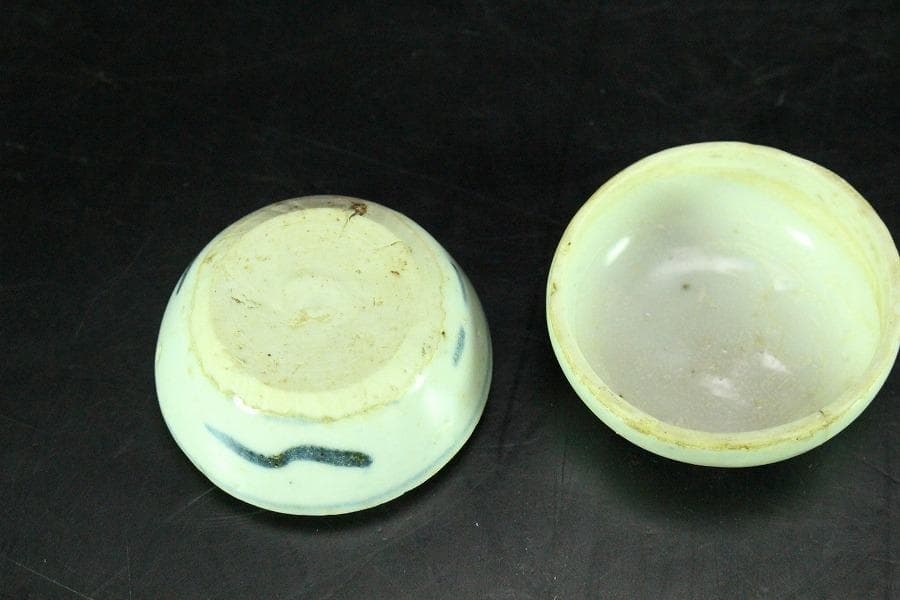 茶道具 古染付 丸香合 明時代 唐物(K-XA862)