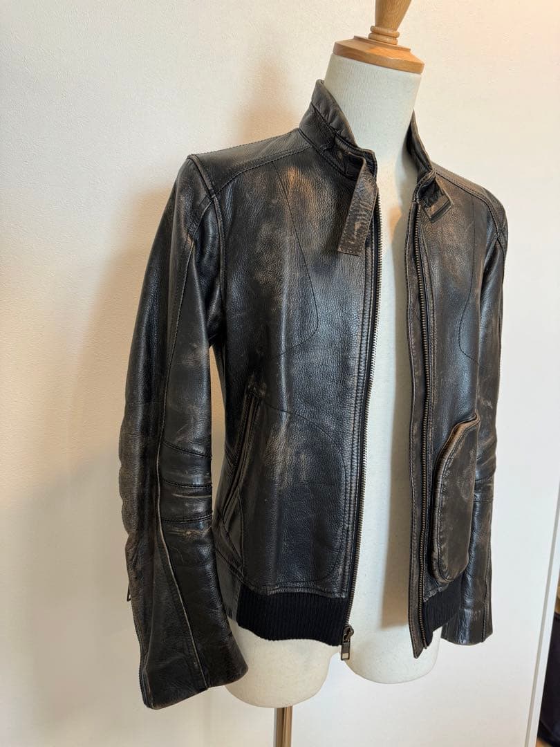 メ*ン様 【美品】マークジェイコブス　レザー　ライダース ヴィンテージ加工　Sサ