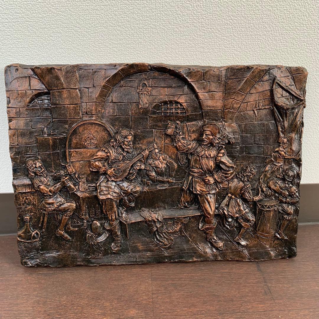 希少 ヴィンテージ 銅色 酒場のレリーフ