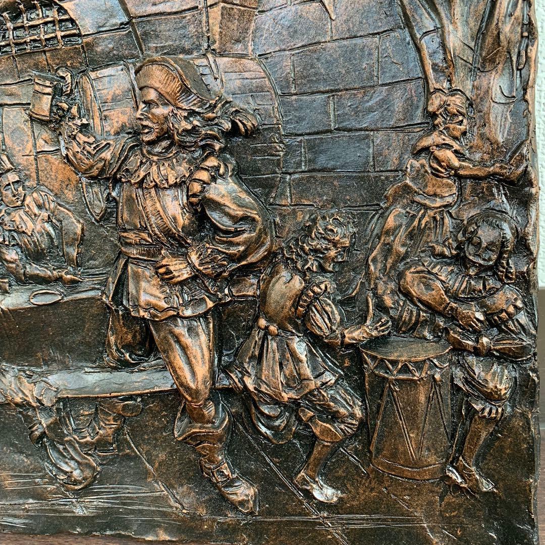 希少 ヴィンテージ 銅色 酒場のレリーフ