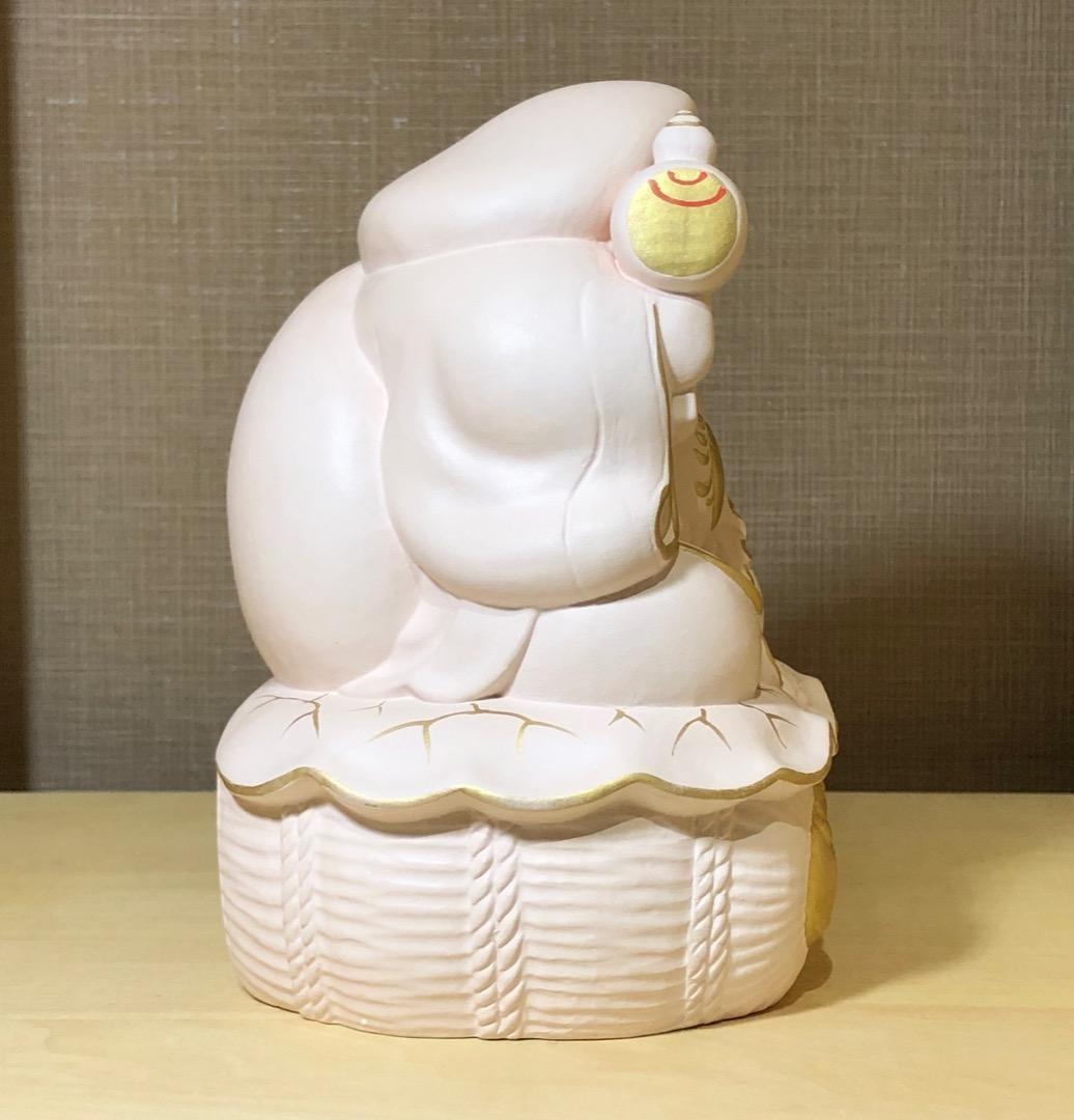 京焼・清水焼　初代 村田陶苑 作　色絵　招福 大黒天像　共箱　無傷。