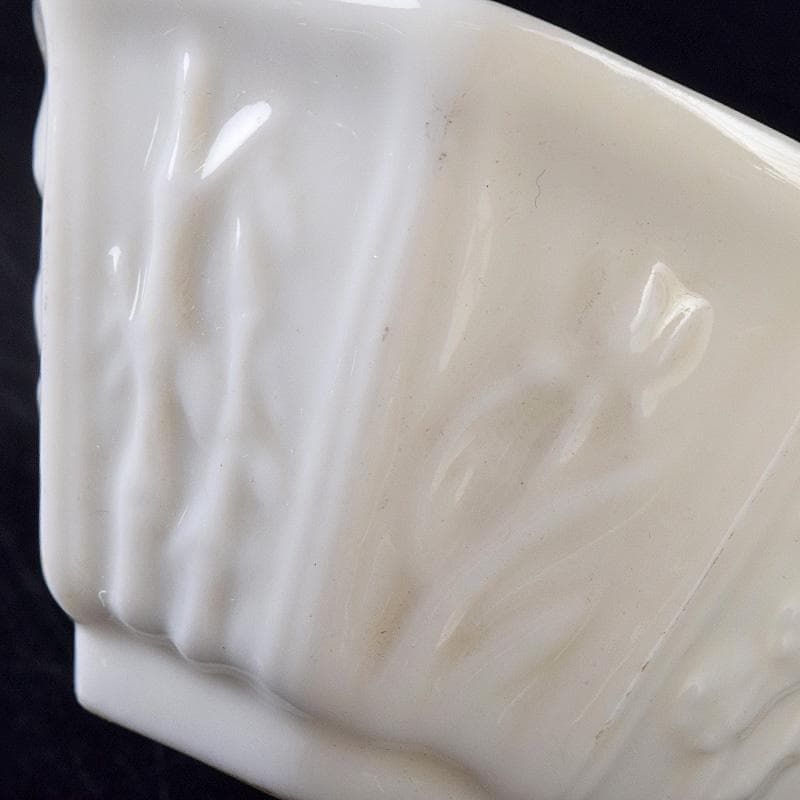 中国　徳化窯白磁　花刻　八角煎茶碗　六客　箱付　M　9027E