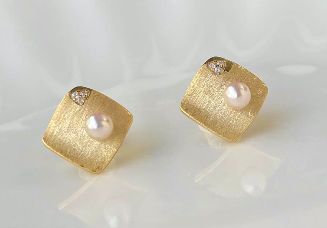 あこや真珠 絶品照り 高品質 s925ピアス ベビーパール ヘアライン加工 上質