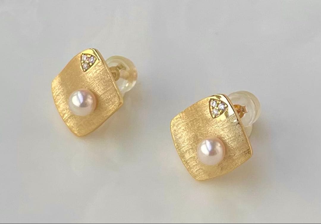 あこや真珠 絶品照り 高品質 s925ピアス ベビーパール ヘアライン加工 上質