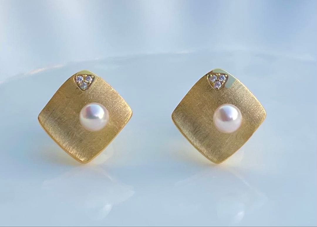 あこや真珠 絶品照り 高品質 s925ピアス ベビーパール ヘアライン加工 上質