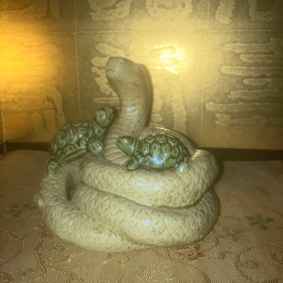 【特級呪物】玄武様の守護神宿る蛇亀のオブジェ　縁起物　風水　四天王　開運　占い