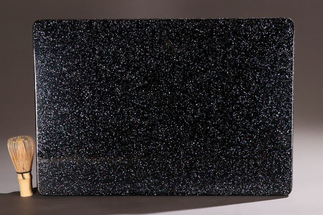 MA486 輪島塗 塗師 輪洲作 青貝 黒塗 花台 共箱 平卓 木製 螺鈿 輪州