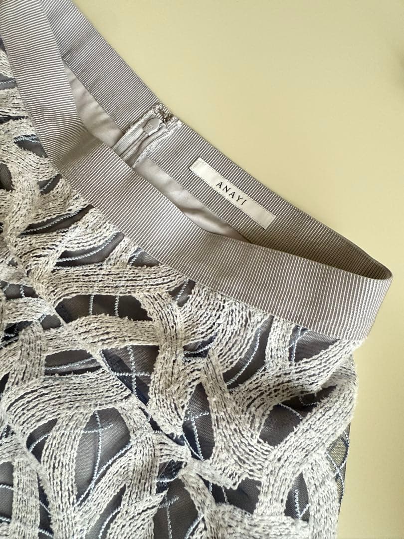 M 新品 ANAYI カスカータチュール切り替えフレア スカート