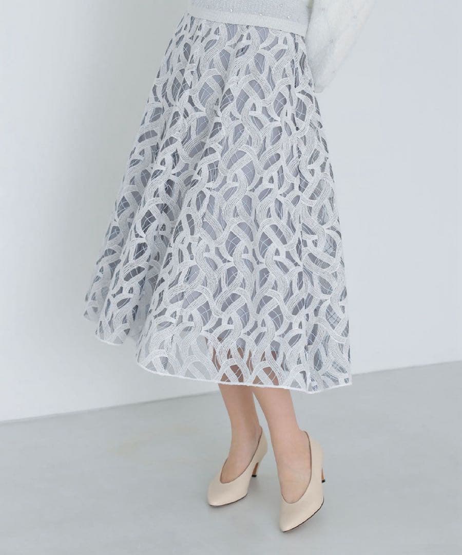 M 新品 ANAYI カスカータチュール切り替えフレア スカート