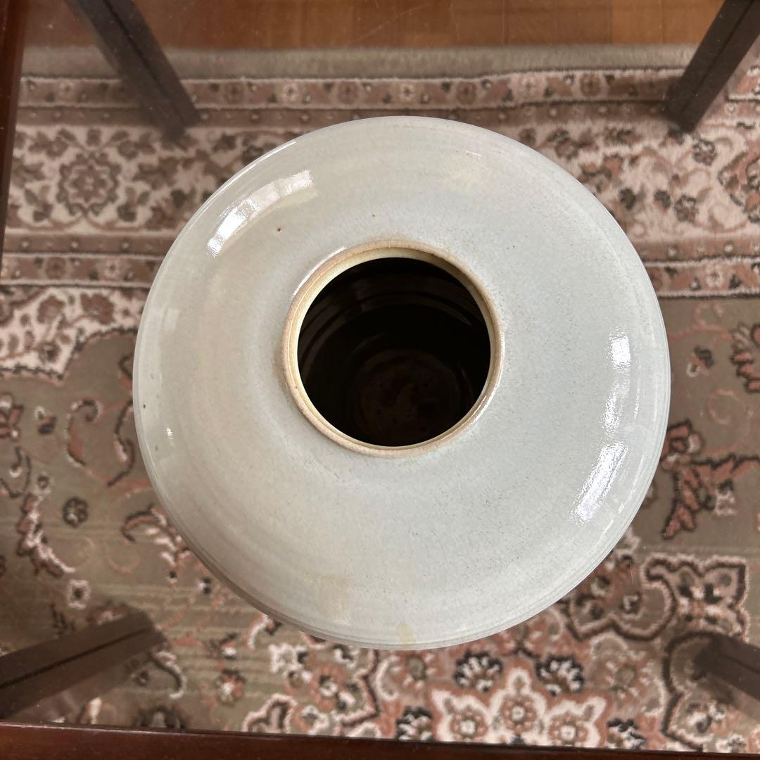 未使用【日展国宝作家 市川廣三名作白釉大花瓶 共箱 】貴重素晴らしいコレクション