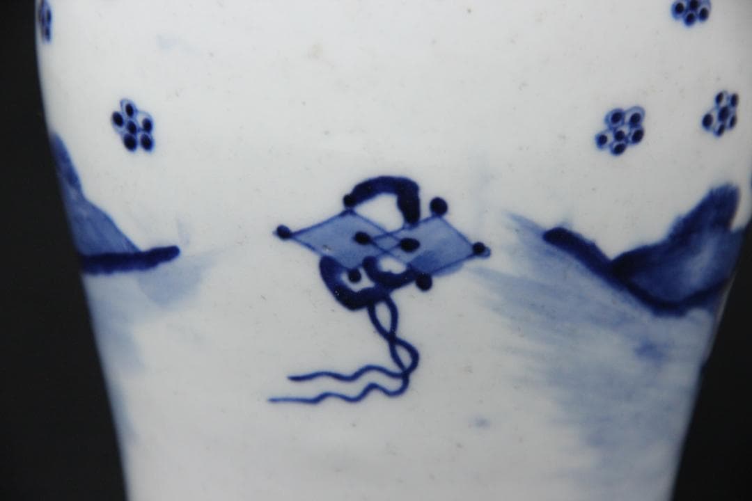 唐物 染付 清時代 青花 壺 茶入 花瓶 人物 中国 古美術 N21-6