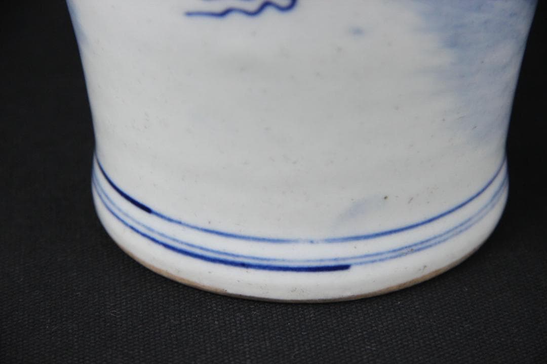 唐物 染付 清時代 青花 壺 茶入 花瓶 人物 中国 古美術 N21-6