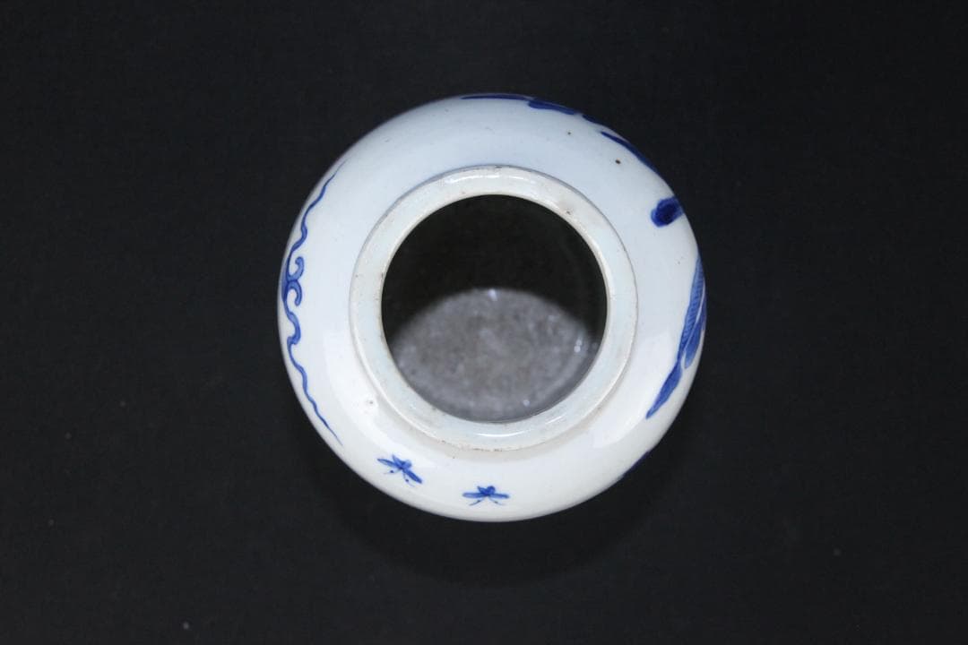 唐物 染付 清時代 青花 壺 茶入 花瓶 人物 中国 古美術 N21-6