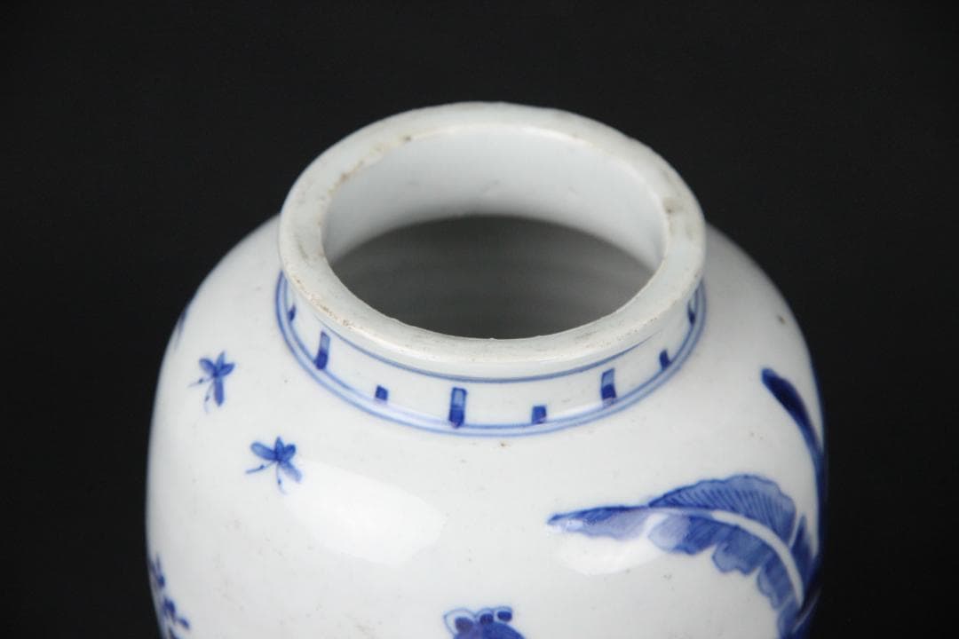 唐物 染付 清時代 青花 壺 茶入 花瓶 人物 中国 古美術 N21-6