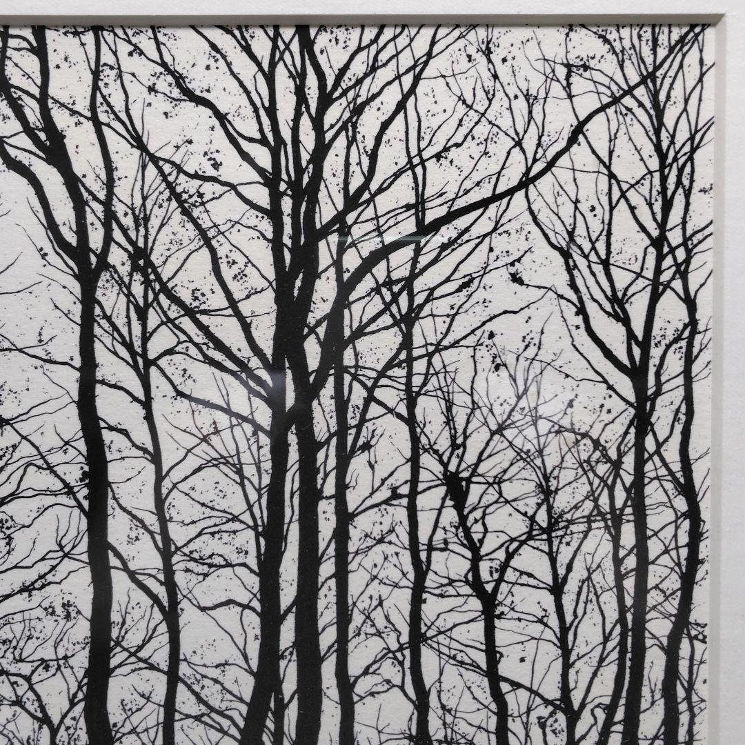 シルクスクリーン 富岡惣一郎 早春 しらかば林 限定50部 日本経済新聞社発行