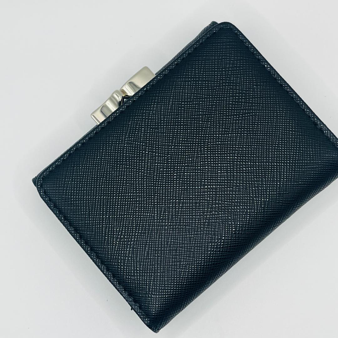 Vivienne Westwood 特価 折財布 黒 がま口 定番 シンプル