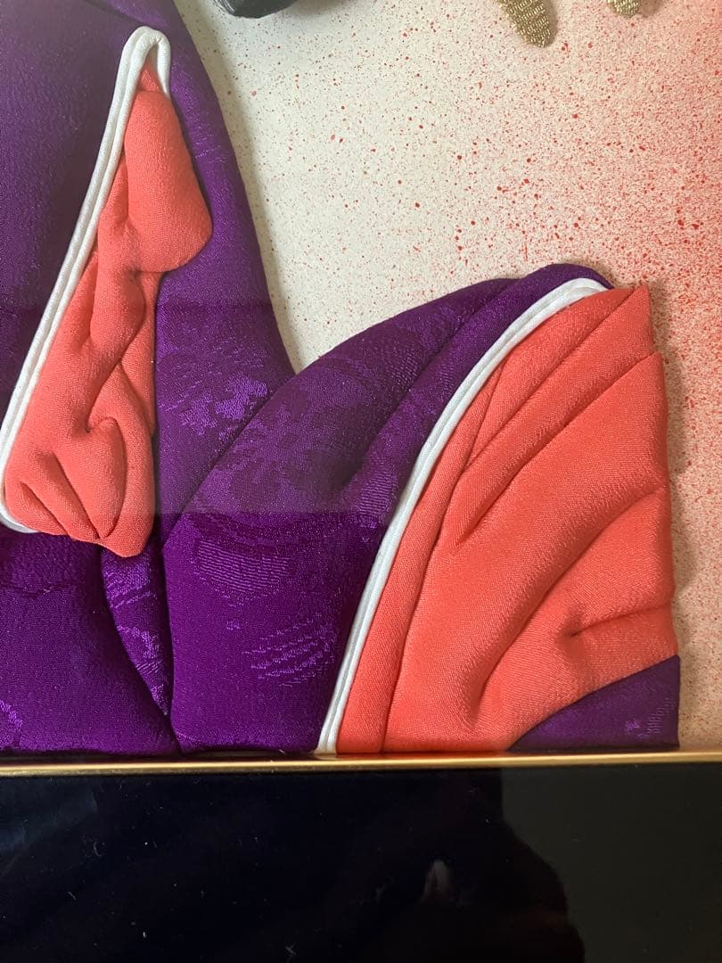 【日本の伝統工芸品 】押絵 立体美人画 額装（紫の着物）芸妓 和風飾り